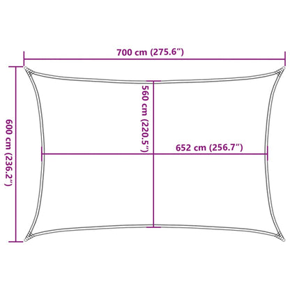 Solsegel ljusgrå 7x6 m 100% polyesteroxford