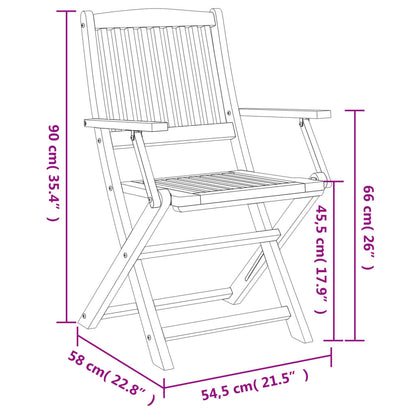 Hopfällbara trädgårdsstolar 4 st 57,5x54,5x90 cm massiv akacia