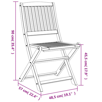 Hopfällbara trädgårdsstolar 2 st 57x48,5x90 cm massiv akacia