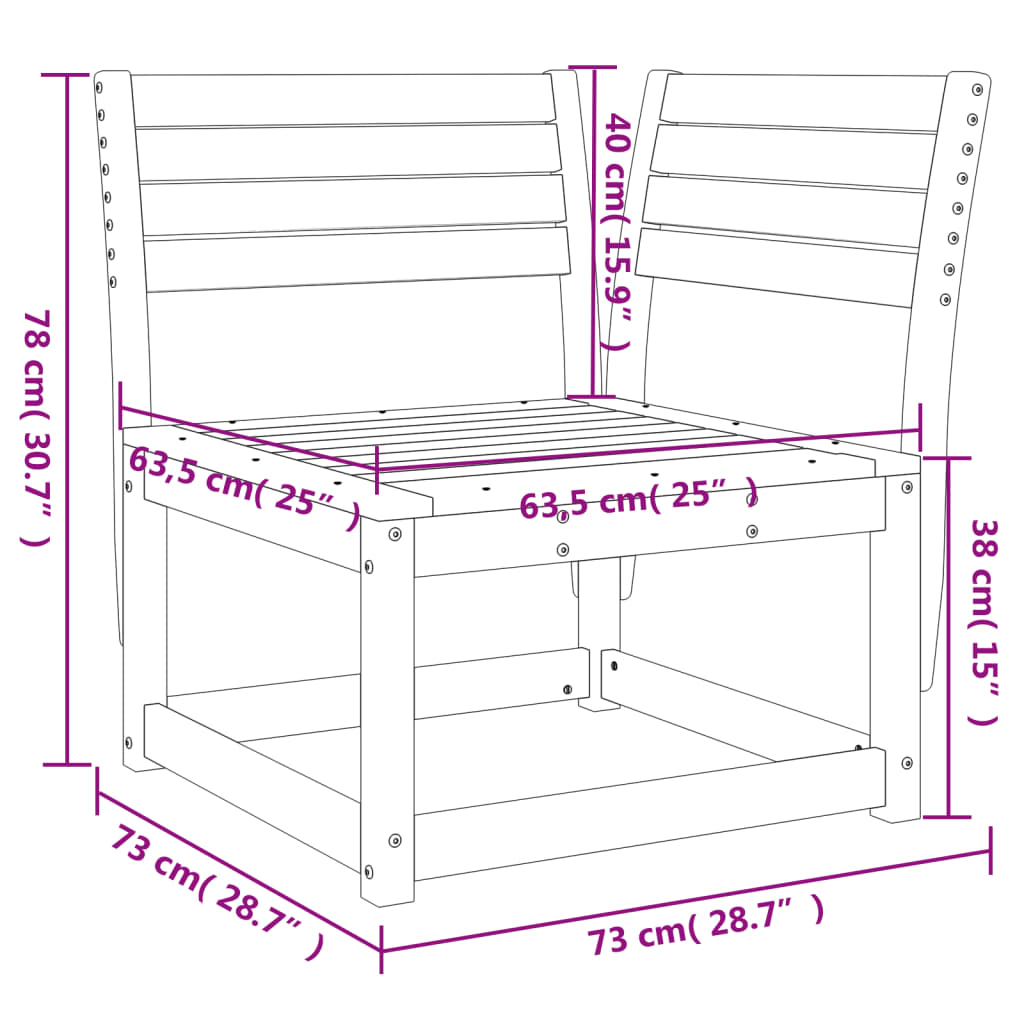 Trädgårdssoffa hörn vaxbrun 73x73x78 cm massiv furu