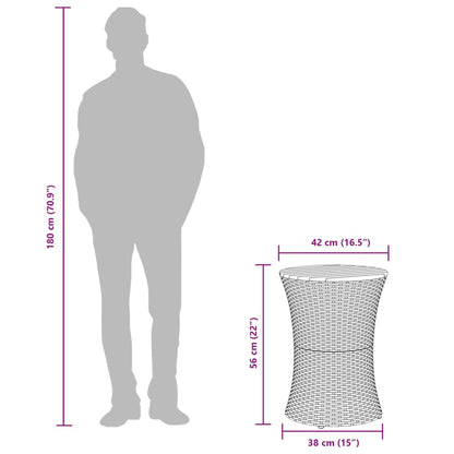 Trädgårdsbord trumma beige konstrotting och massivt trä