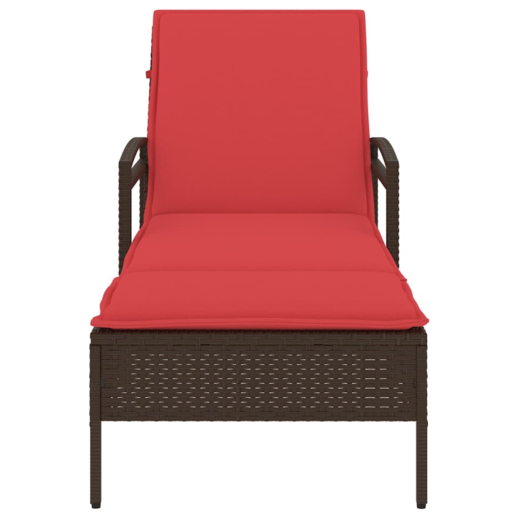 Solsäng med dyna brun 63x200x81 cm polyrotting (endast USA)