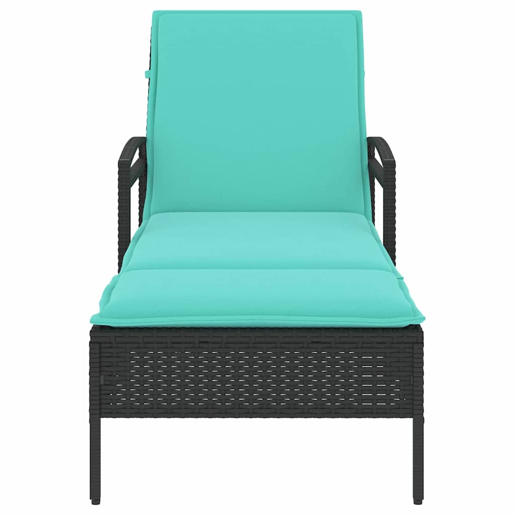 Solsäng med dyna svart 63x200x81 cm polyrotting (endast USA)