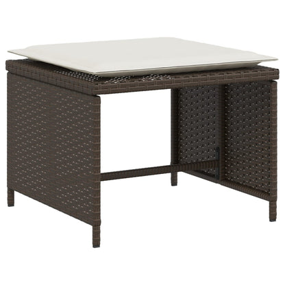 Trädgårdsfåtölj med fotpall brun konstrotting