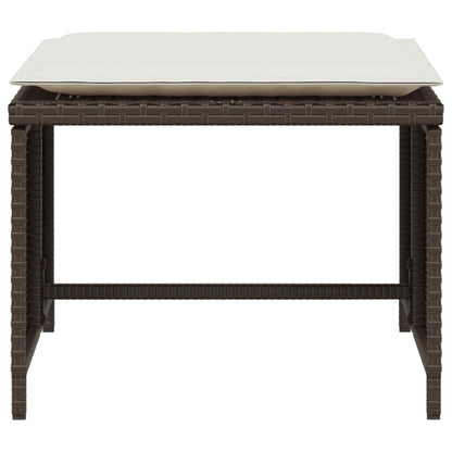 Trädgårdsfåtölj med fotpall brun konstrotting