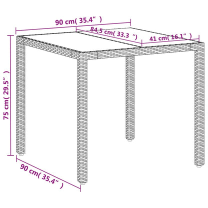 Trädgårdsbord med glasskiva vit 90x90x75 cm konstrotting