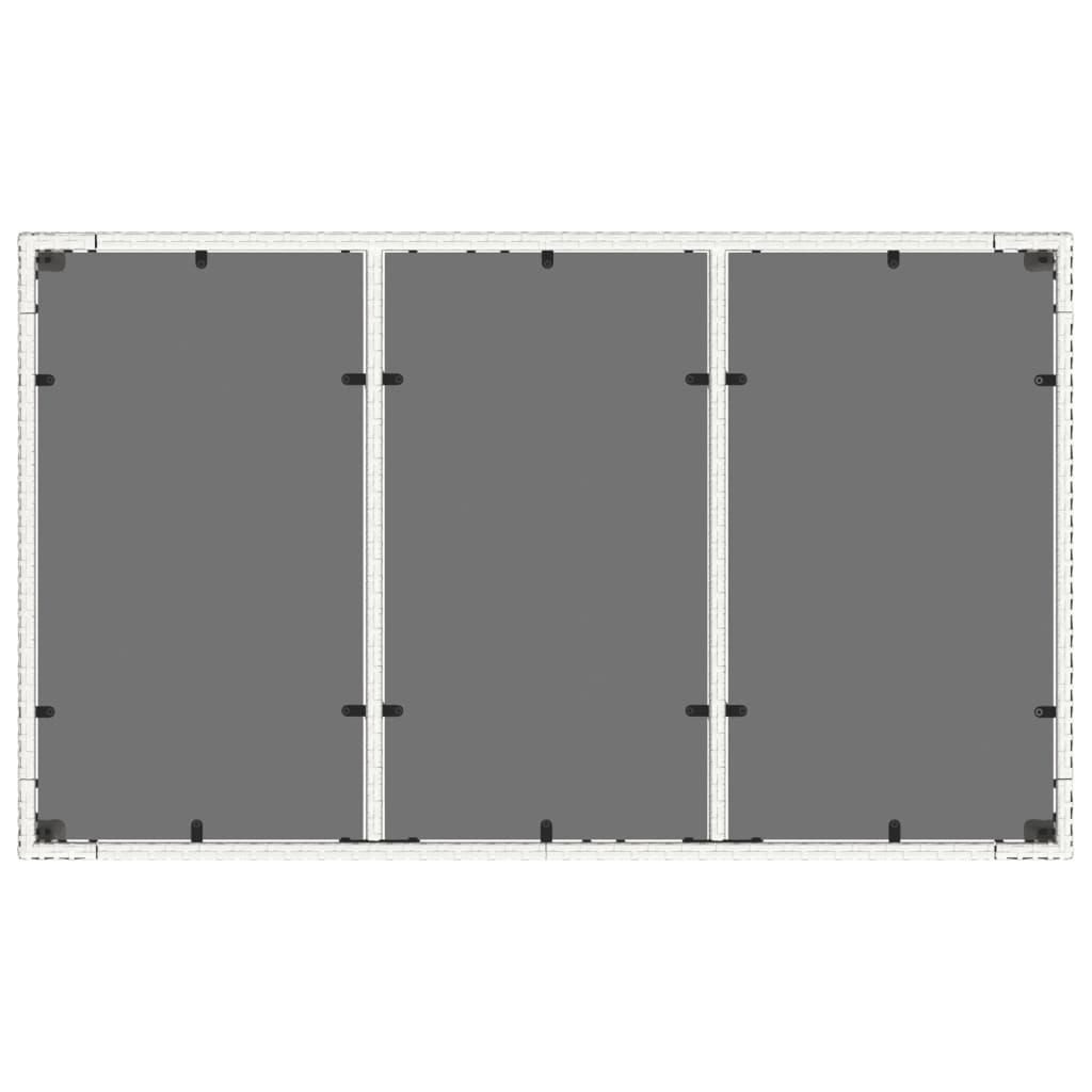 Trädgårdsbord med glasskiva vit 150x90x75 cm konstrotting