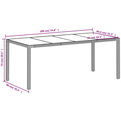 Trädgårdsbord med glasskiva vit 190x90x75 cm konstrotting