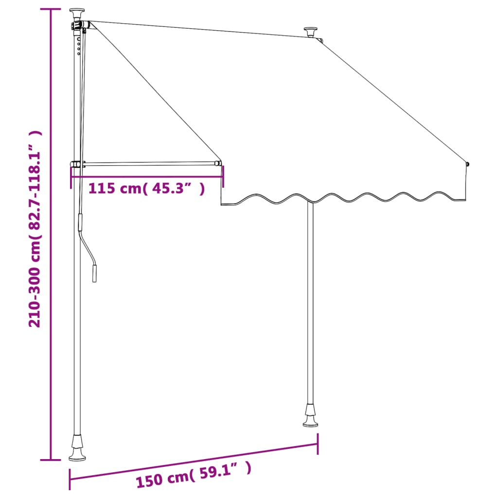 Markis infällbar antracit 150x150 cm tyg och stål