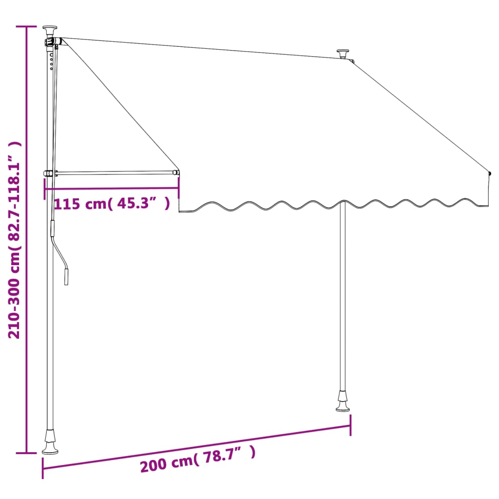 Markis infällbar antracit 200x150 cm tyg och stål