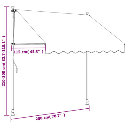 Markis infällbar antracit 200x150 cm tyg och stål