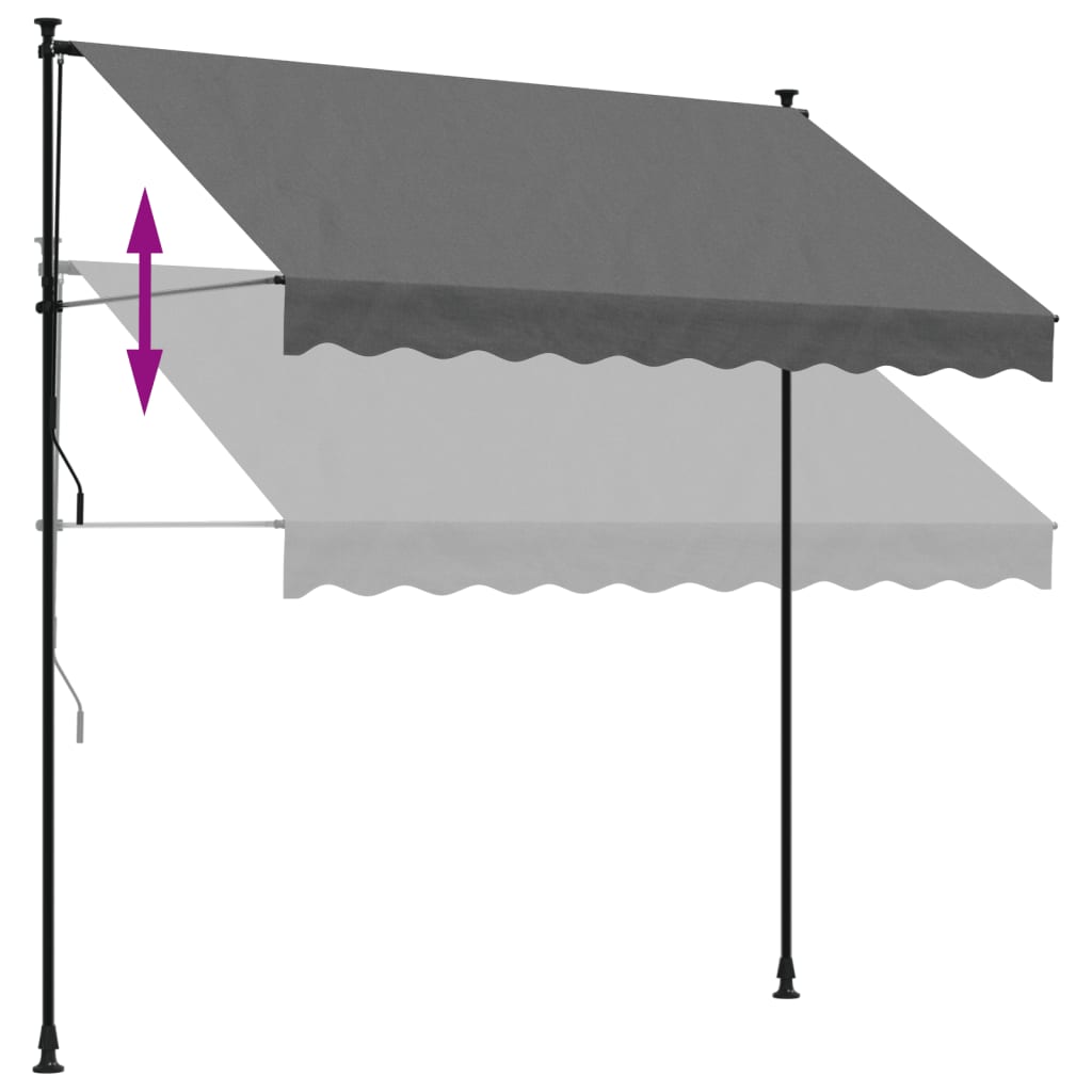 Markis infällbar antracit 250x150 cm tyg och stål