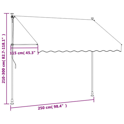 Markis infällbar antracit 250x150 cm tyg och stål