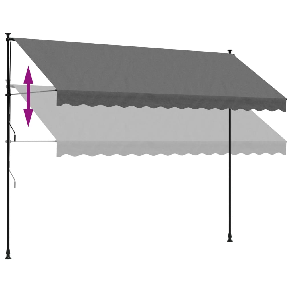 Markis infällbar antracit 350x150 cm tyg och stål