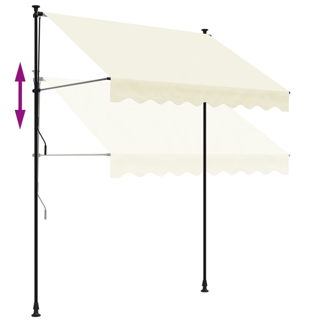 Infällbar markis gräddvit 200x150 cm tyg och stål