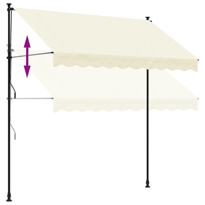 Markis infällbar gräddvit 250x150 cm tyg och stål