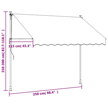 Markis infällbar gräddvit 250x150 cm tyg och stål