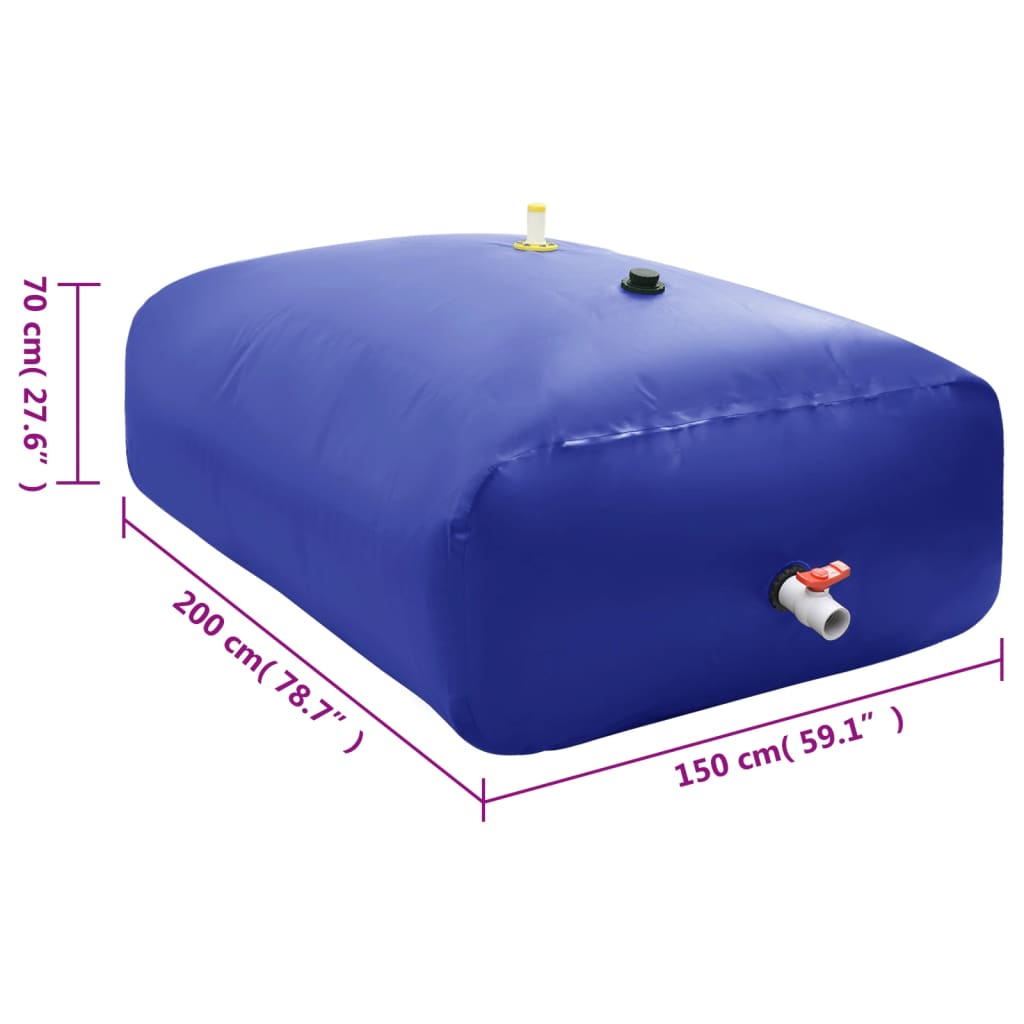 Vattentank med kran vikbar 2100 L PVC