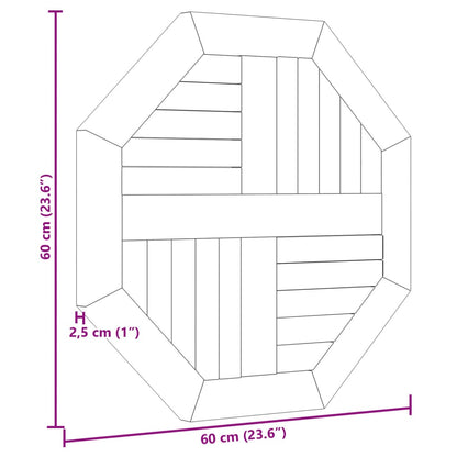 Bordsskiva 60x60x2,5 cm åttakantig massiv teak