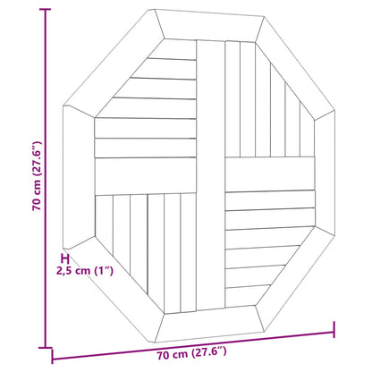 Bordsskiva 70x70x2,5 cm åttakantig massiv teak