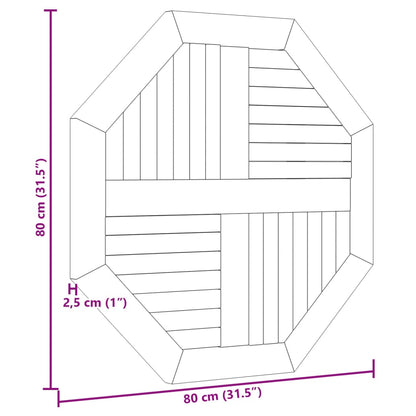 Bordsskiva 80x80x2,5 cm åttakantig massiv teak