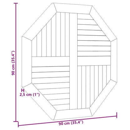 Bordsskiva 90x90x2,5 cm åttakantig massiv teak