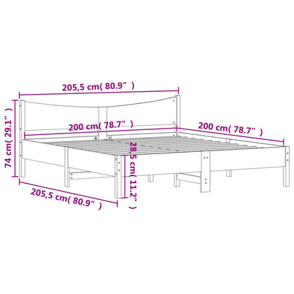 Sängram utan madrass 200x200 cm massiv furu