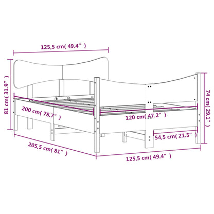 Sängram utan madrass 120x200 cm massiv furu