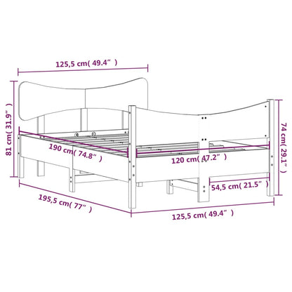 Sängram utan madrass 120x190 cm massiv furu