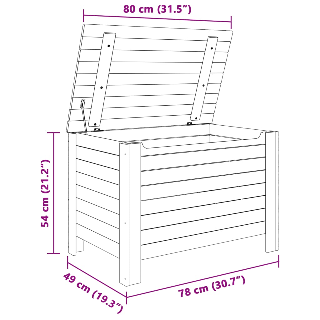 Förvaringslåda med lock RANA 80x49x54 cm massiv furu