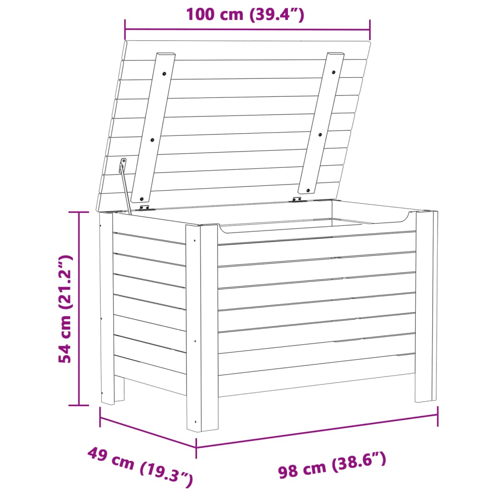 Förvaringslåda med lock RANA 100x49x54 cm massiv furu