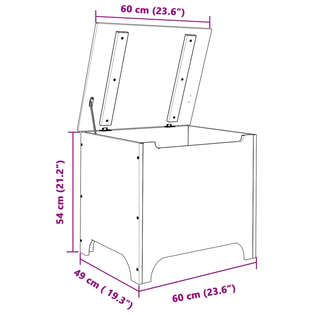 Förvaringslåda med lock RANA 60x49x54 cm massiv furu