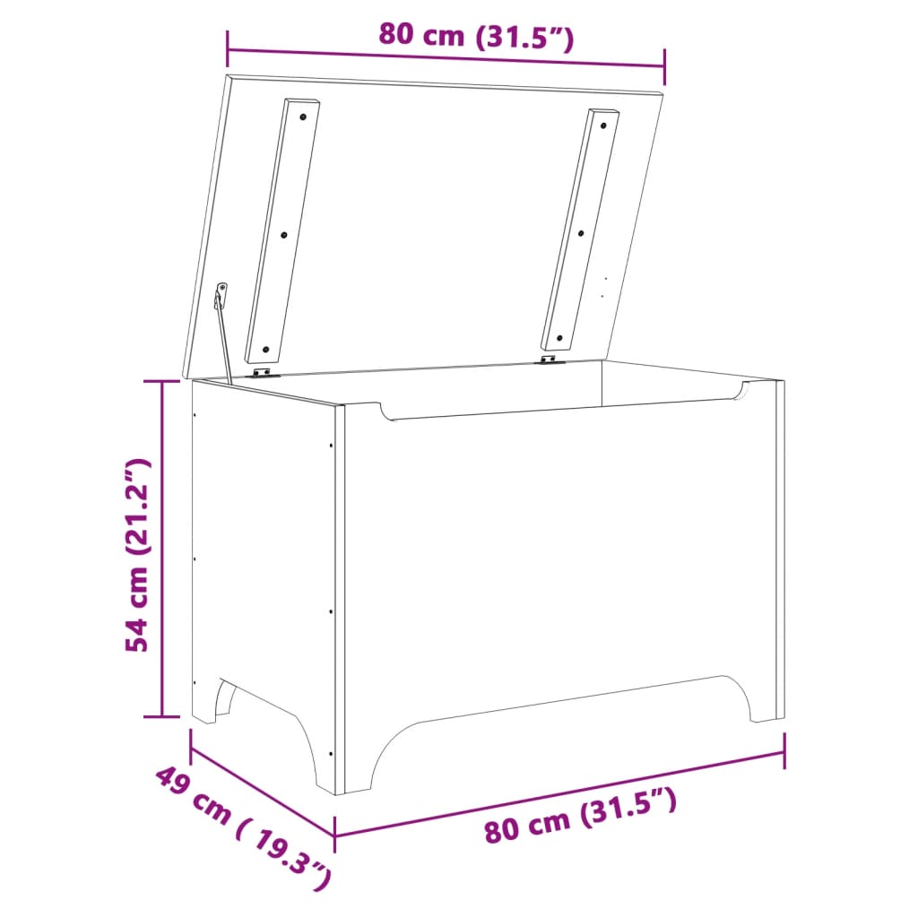 Förvaringslåda med lock RANA vit 80x49x54 cm massiv furu