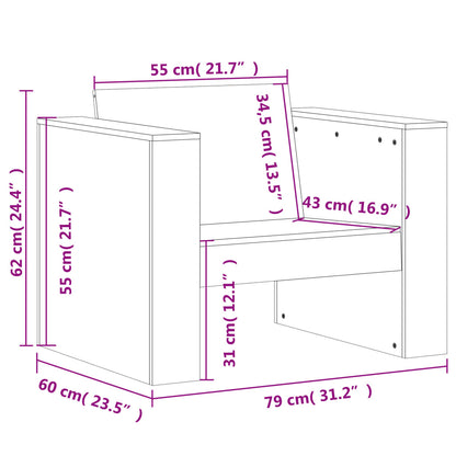 Trädgårdsfåtölj vit 79x60x62 cm massiv furu