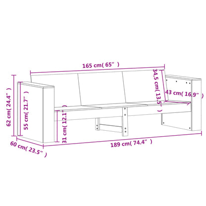 Trädgårdssoffa 3-sits vit 189x60x62 cm massiv furu