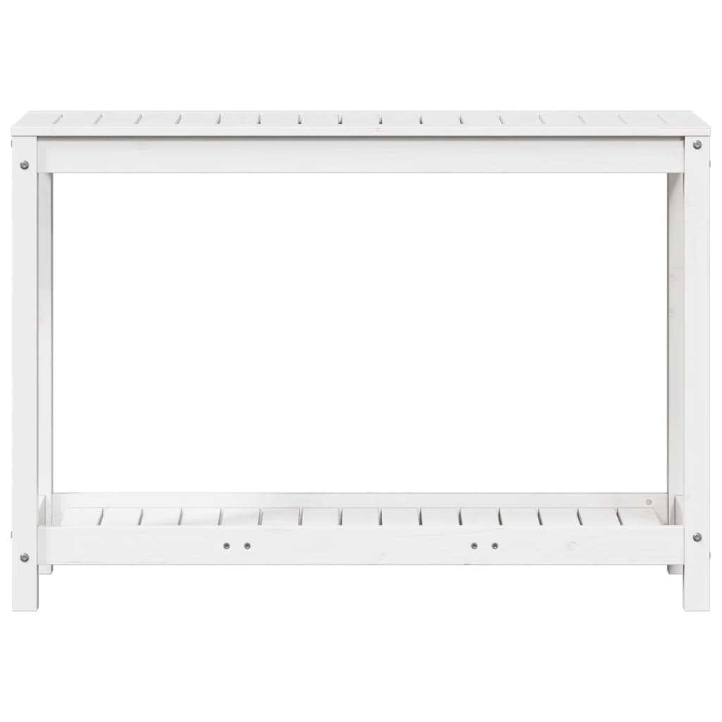 Växtbord med hylla vit 108x35x75 cm massivt furu