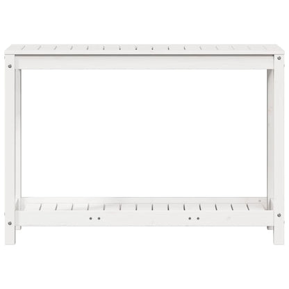 Växtbord med hylla vit 108x35x75 cm massivt furu