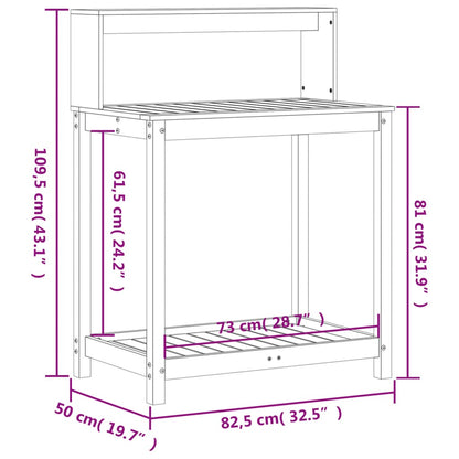 Växtbord med hyllor 82,5x50x109,5 cm massivt douglasträ