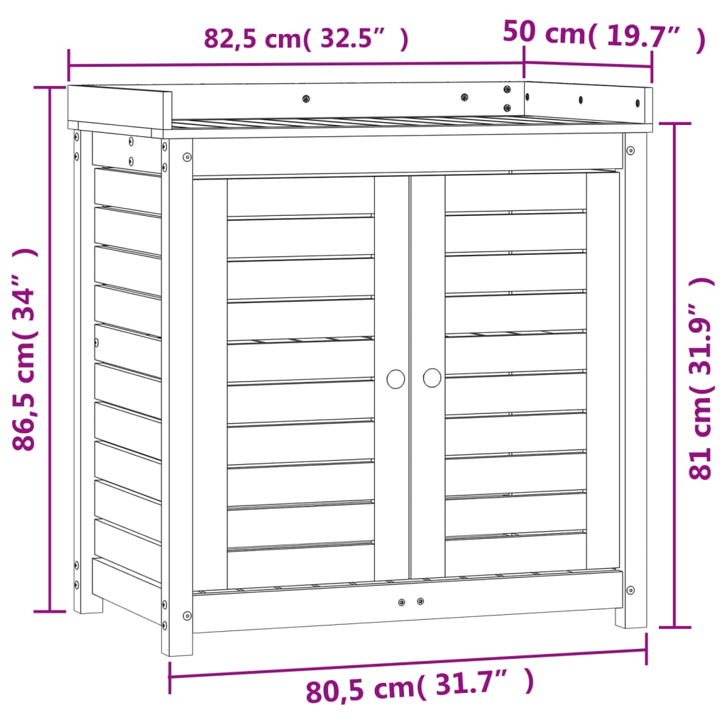 Växtbord med hylla 82,5x50x86,5 cm massiv furu