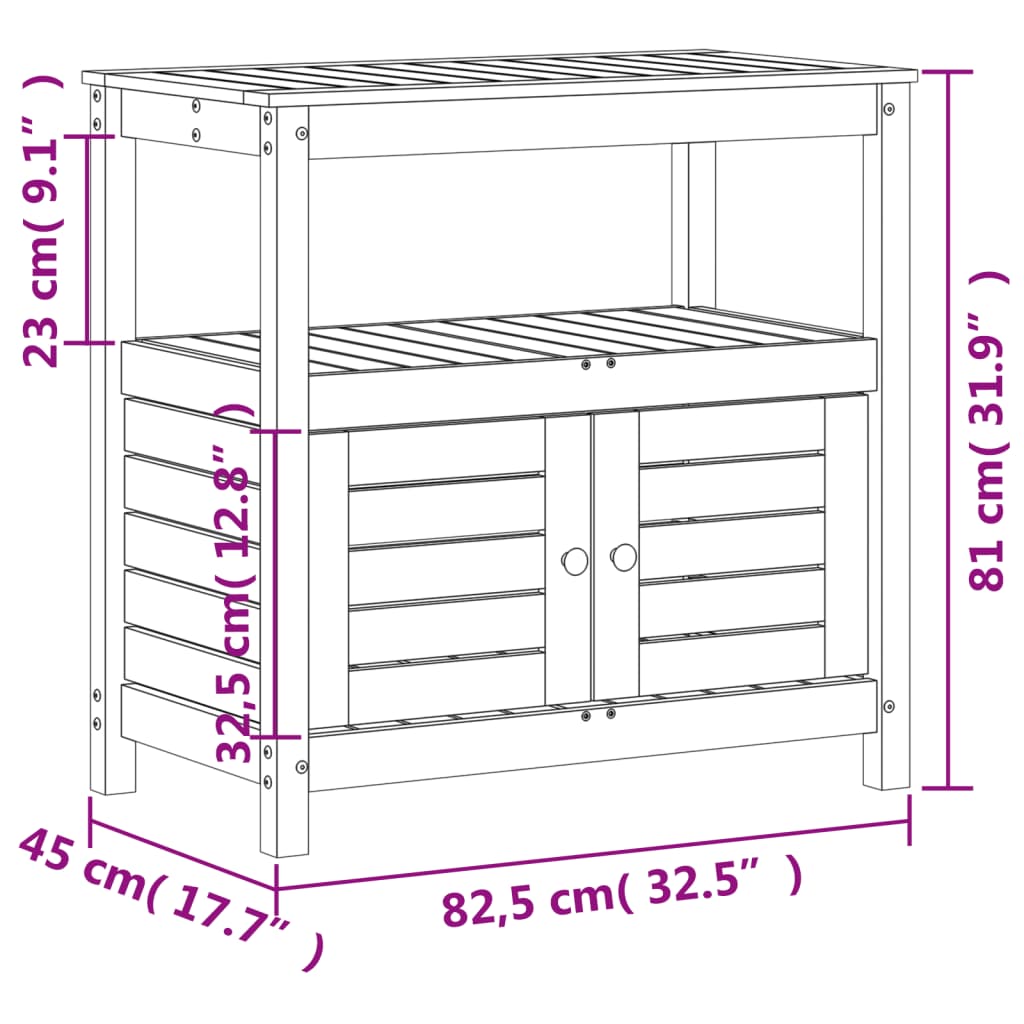 Växtbord med hyllor vit 82,5x45x81 cm massiv furu