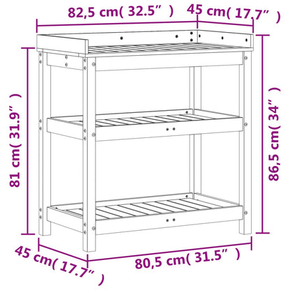 Växtbord med hyllor 82,5x45x86,5 cm massivt douglasträ