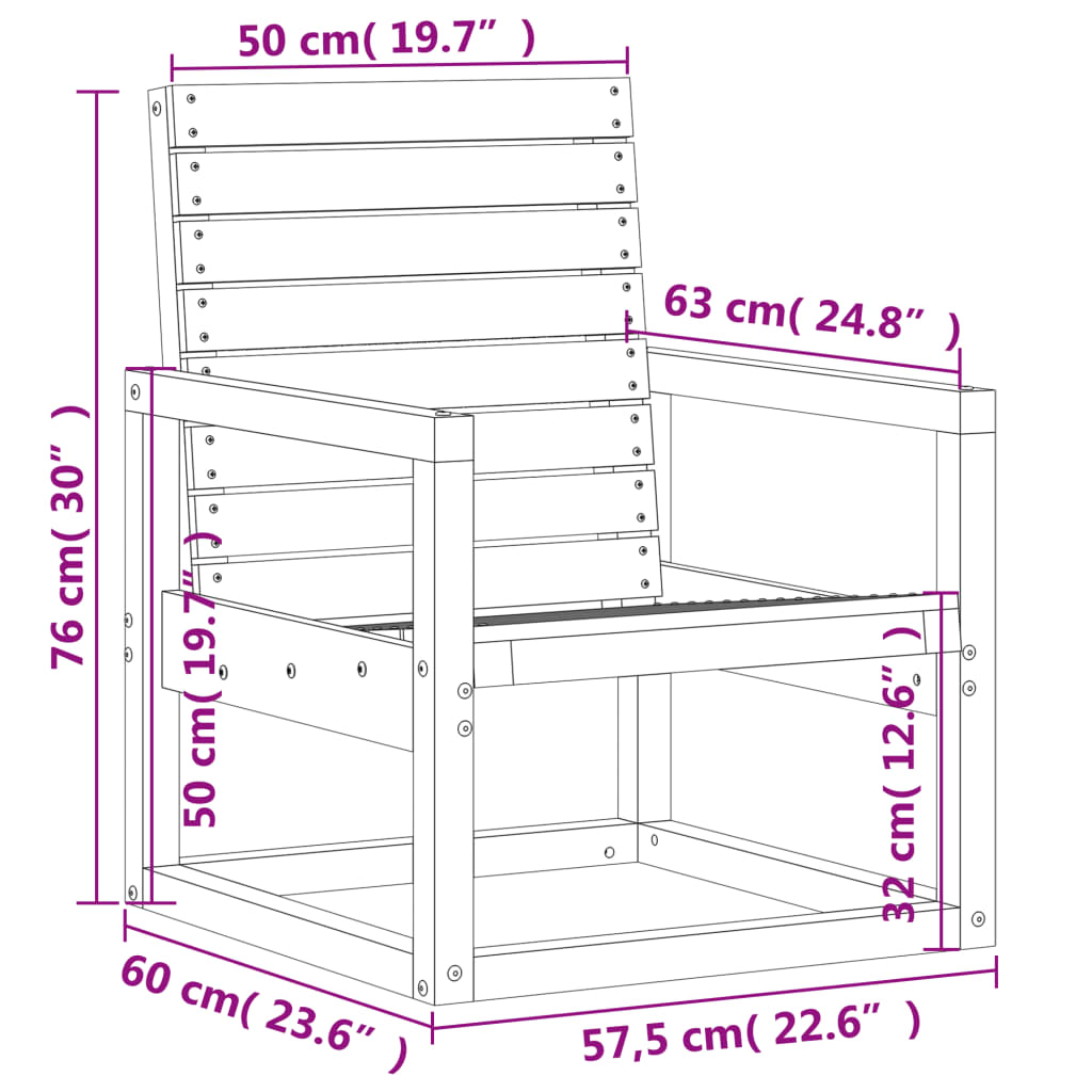 Trädgårdsstol vit 57,5x63x76 cm massiv furu