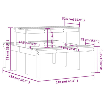 Picknickbord 110x134x75 cm impregnerad furu