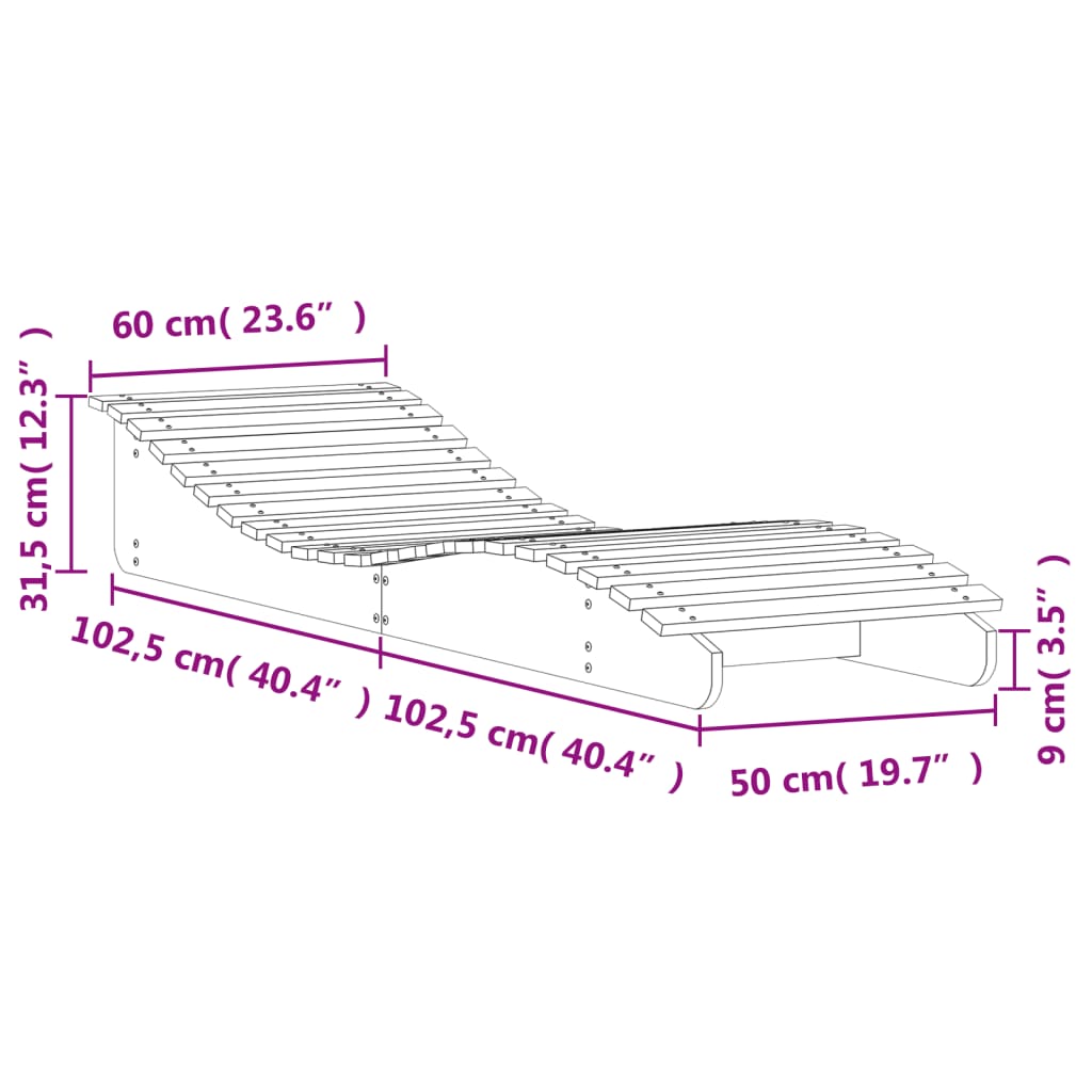 Solsäng vit 205x60x31,5 cm massiv furu