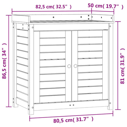 Växtbord med hyllor brun 82,5x50x86,5 cm massiv furu