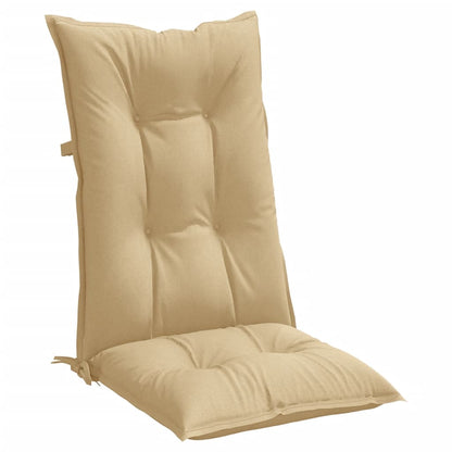 Stolsdynor högt ryggstöd 6 st melerad beige 120x50x7 cm tyg