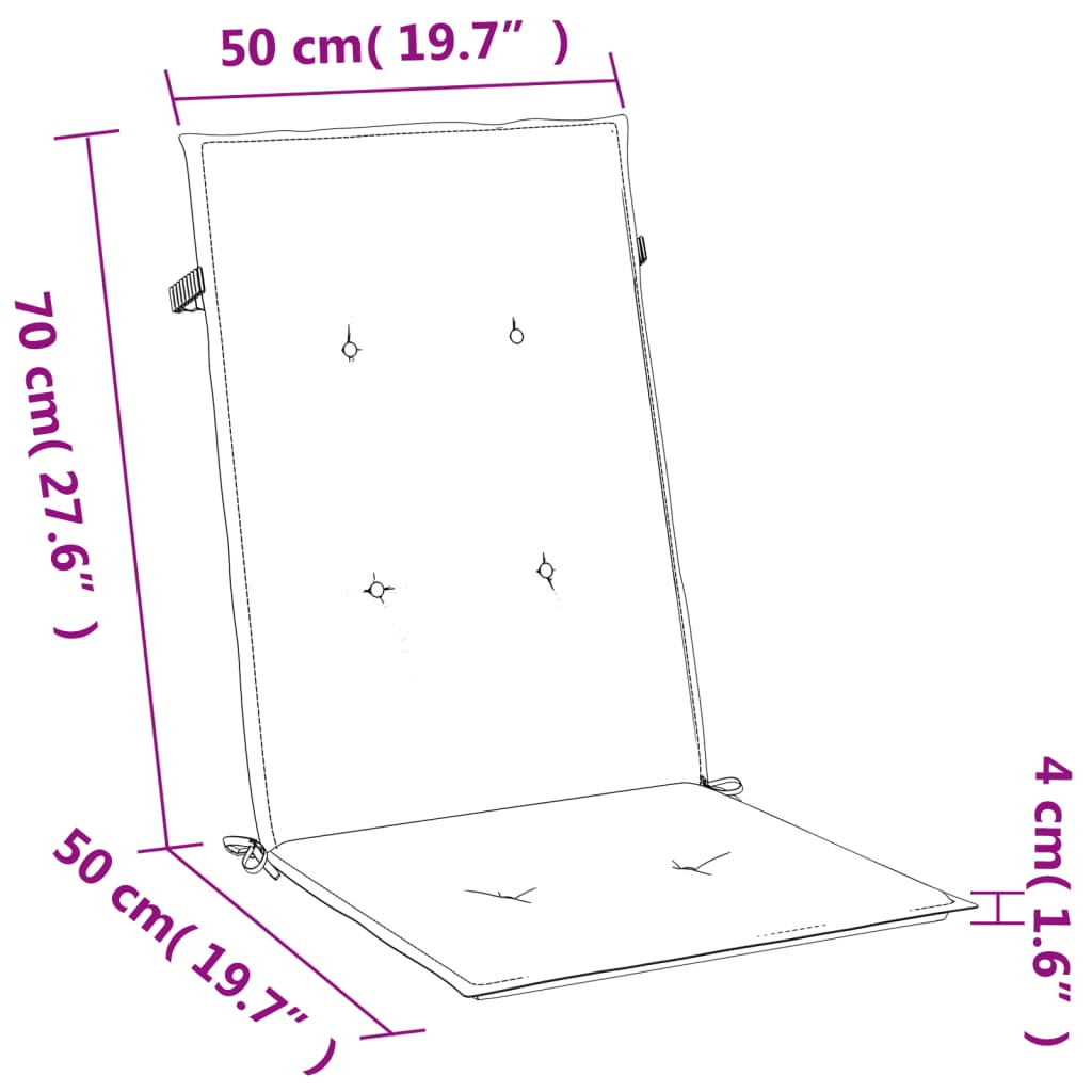 Stolsdynor högt ryggstöd 6 st melerad antracit 120x50x4 cm tyg