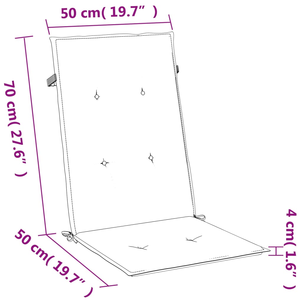 Stolsdynor högt ryggstöd 4 st melerad grön 120x50x4 cm tyg