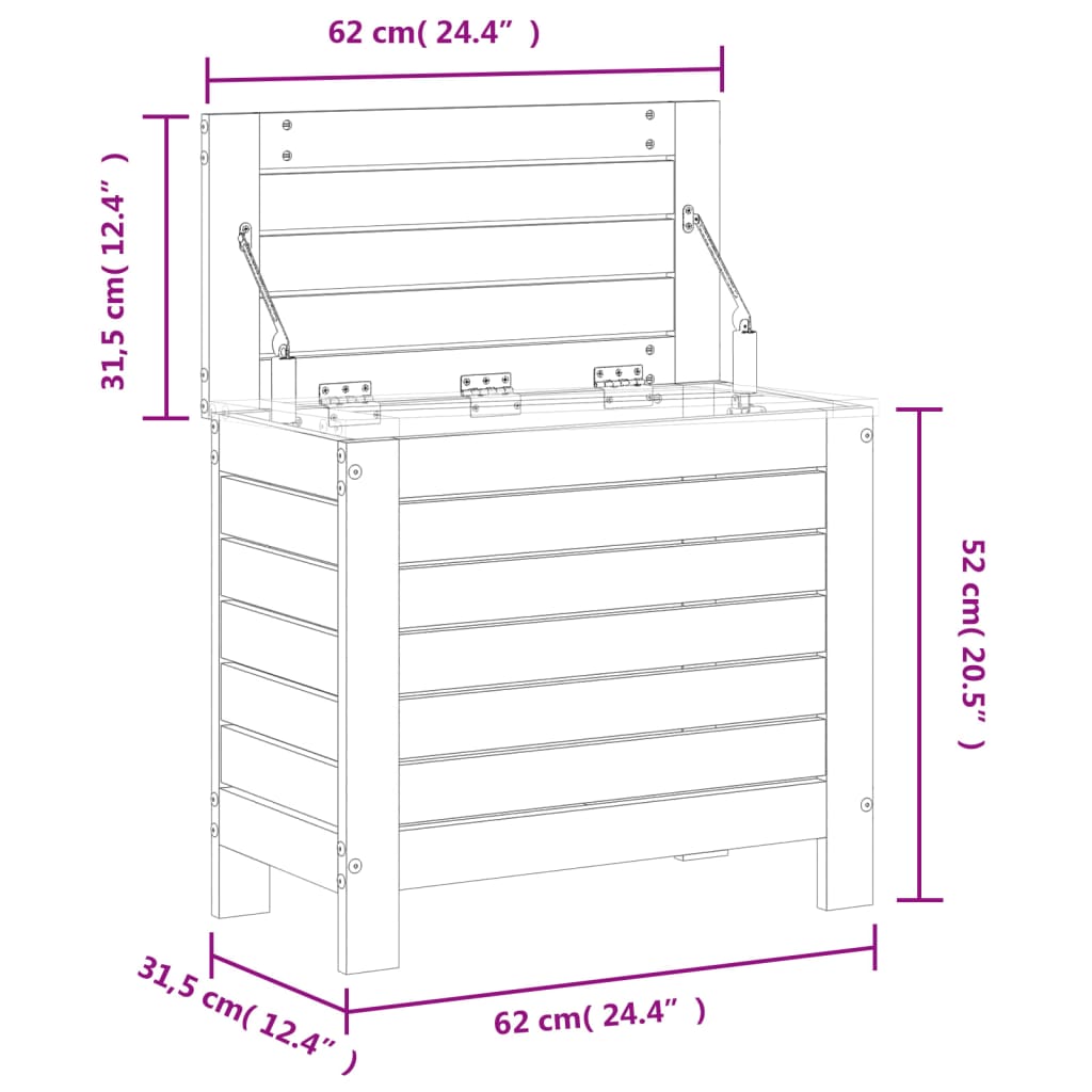 Fotpall för trädgården vit 62x31,5x52 cm massiv furu