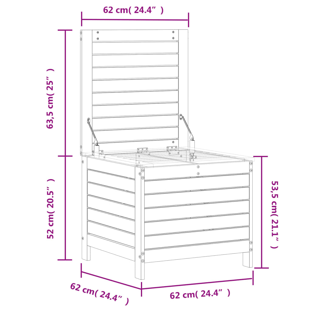 Trädgårdspall vit 62x63,5x53,5 cm massiv furu